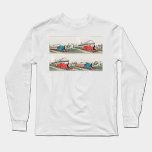 Vintage Thomas and James Seamless Pattern (Thomas the Tank Engine) Long Sleeve T-Shirt